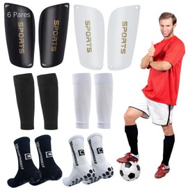 OYANIA 8 Piezas Espinilleras de Futbol y 2 Pares Calcetines Antiderrapantes de Deportivos Futbol para Hombre,2 Sets de Protección de Piernas de Fútbol,Protección de Cojín EVA,para Adolescentes,Adultos
