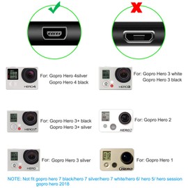 Suptig Charging Cable Mini USB Charging Cable 2 Pack Compatible for Gopro Hero 4 Silver Hero 4 Black Hero 3+ Silver Hero 3+ Black Hero 3 White Hero 3 Black Hero 3 Silver Hero 2 Hero 1(Black)