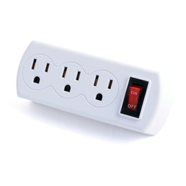 Uninex PS29UBC Grounded Triple Plug Outlet On/Off Power Switch, ETL Listed, White