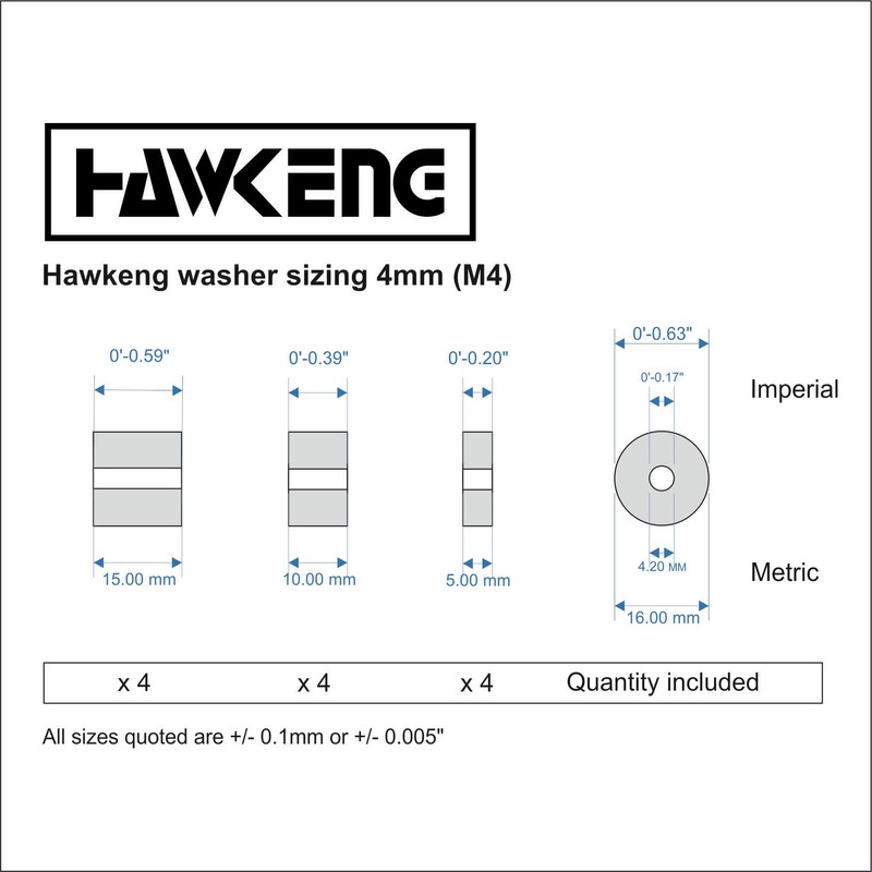 Hawkeng 4mm (M4) Nylon Spacers Standoff Washers (12 Pack) 4