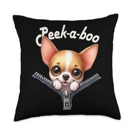 Funny - Peek-a-boo - Chihuahua Throw Pillow