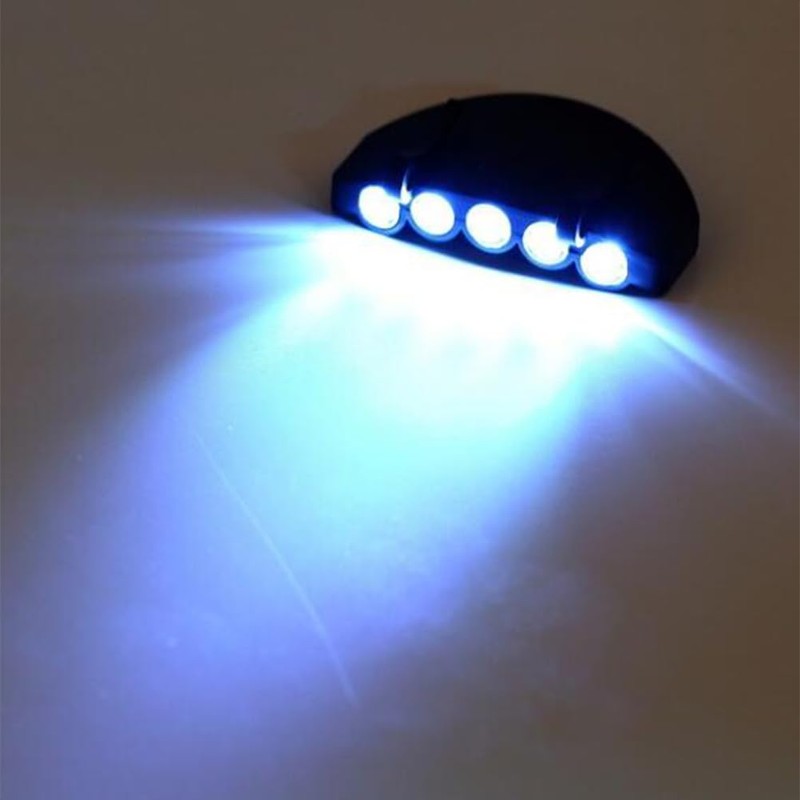 OSALADI 5 LED Clip-On Head Hat Light Cap Lamp Headlight