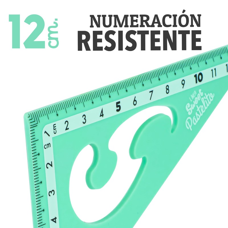 Plastic Ruler Set Square 9 to 30 cm Pastel Colours