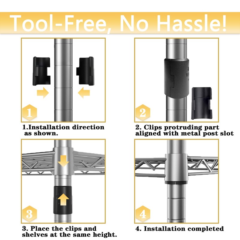 Kellarosses Wire Shelf Clips 50Pcs - for 1" Post Wire