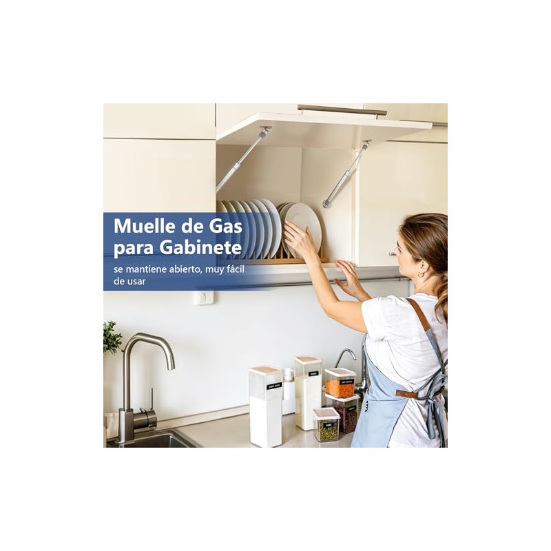 Pistón Elevable de Gas Amortiguador 100 N, Bisagras para Puertas