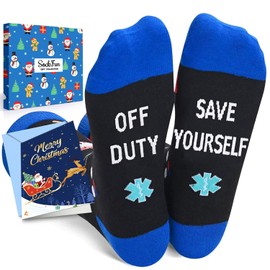 sockfun EMT Gifts for Men Women - Funny EMT Gifts for EMT Christmas Gifts EMS Gifts Paramedic Gifts for Him Her, EMT Socks Paramedic Socks With Greeting Card