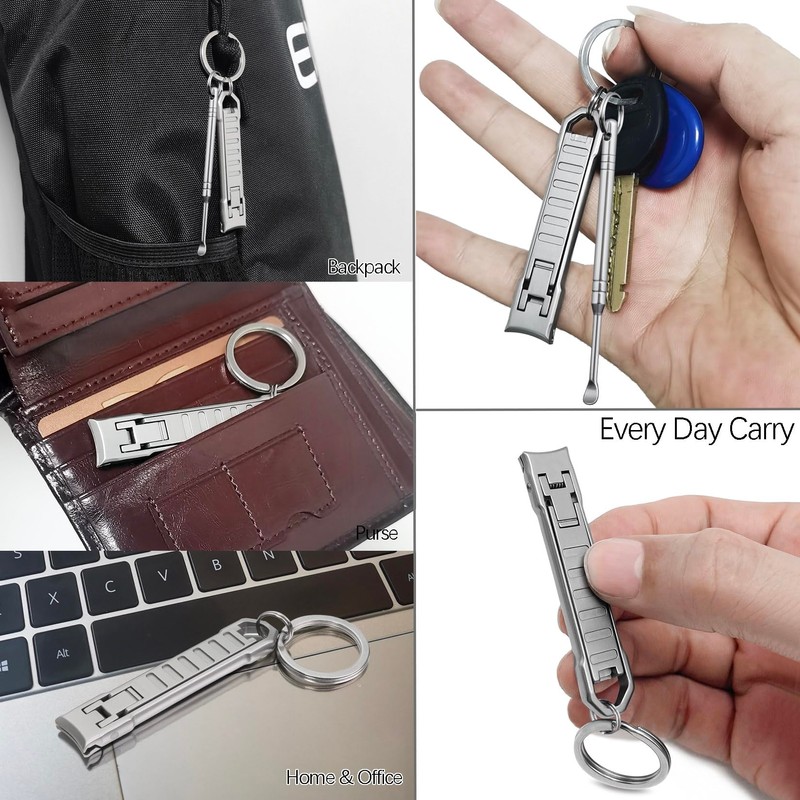 VOGARB Keychain Nail Clippers for Men Fingernail and Toenails, Portable