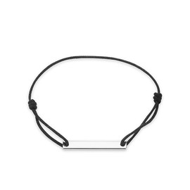 Vanbelle Sterling Silver Jewelry - Rhodium Plated with 925 Stamp - Adjustable Bar Bracelet with Cotton String - Elegant Handcrafted for Women