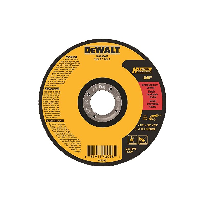 DEWALT DWA8062F T1 HP Fast Cut-Off Wheel, 4-1/2" x 0.040"
