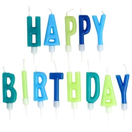 Happy Birthday Letter Candles, Blue & Green Birthday Candles, Birthday Candle Set for Birthday Cakes, Party Decoration