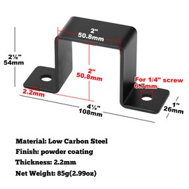 GBGS 20 Pcs Black Square Tube Strap Clamp for 2" x 2" Square Pipe,Thickness:3/32"(2.2 mm)