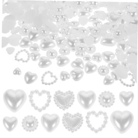 IWOWHERO Manicure Gems Set White Heart Nail Charms Women's Nail Art Supplies Small Nail Charms for Women Girls (Set of 50)