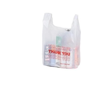 Plastic Bag-White Plain Thank You T-Shirt Bag 11.5"x6.5"x21.5" (White Thank You, 100)