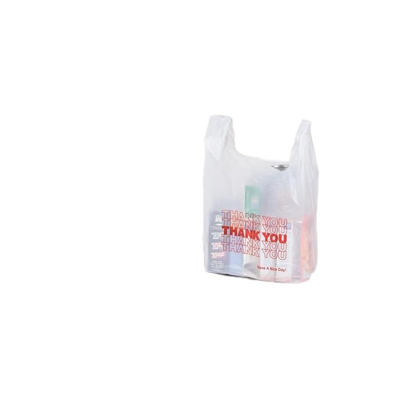 Plastic Bag-White Plain Thank You T-Shirt Bag 11.5"x6.5"x21.5" (White Thank
