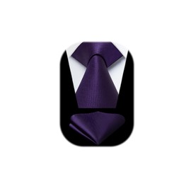 Enlision Men's Plain Ties and Pocket Square Set Classic Wedding Business Ties for Men Formal Tie, purple