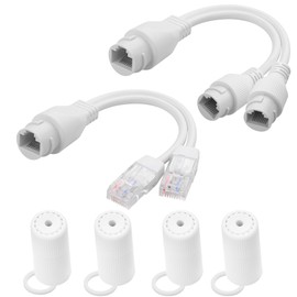 YACSEJAO 1 Pair Waterproof POE Combiner & Splitter Outdoor Waterproof RJ45 1 to 2 POE Splitter Adapter Cable Connects 2 IP Cameras with 1 Cable