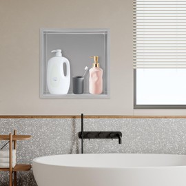 YIYIBYUS Wall-Mounted Towel Rack,Shower Storage Shelf, Bathroom Shelf Organizer, Bathroom Shower Shelf (Silver Grey,12" x 12")