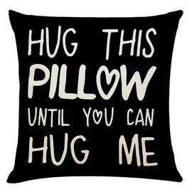 HYZUIMEI Hug This Pillow Until You Can Hug Me Lover Couple Sweetheart Present Sweet Sayings,Decorative Throw Pillow Case 18x18 Inches, Boyfriend Girlfriend Birthday Gifts，Valentine's Day Gifts