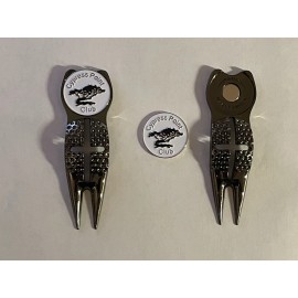 Cypress Point Club (1) Cypress Point Club Crosshairs Divot Tool & 1" Coin Style Golf Marker