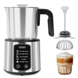 Gevi Hot Chocolate Maker with 5 in 1 Milk Frother and Steamer, Professional Milk Steamer, 17 oz/3.5 oz, Stainless Steel, Hot and Cold Milk Frother for Latte, Macchiato, Cappuccino and Hot Chocolate