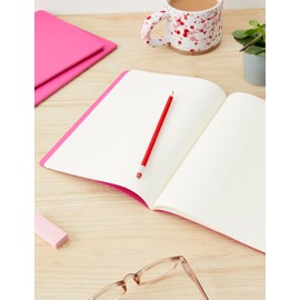 Moleskine Cahier Journal, Set 3 Notebooks with Plain Pages, Cardboard Cover with Visible Cotton Stiching, Colour Kinetic Pink, Extra Large 19 x 25 cm, 120 Pages