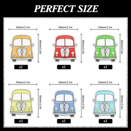 18 Piece Classic Bus Happy Birthday Cupcake Toppers Set - This is an exquisite retro bus party, kids, boys, and girls theme birthday party, or baby shower party decoration supply - LIANGSS