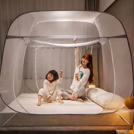 Cube-Shaped Square Mosquito Net with One-Touch Setup for Comfort Sleeping QUEEN (150X200)