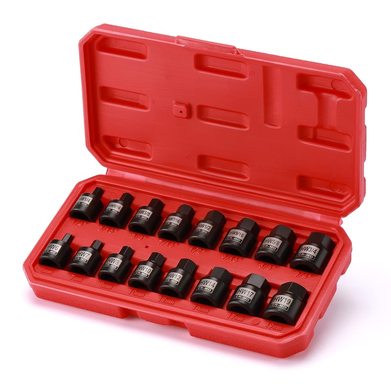 EMENTOL 16PCS 3/8" Drive Low Profile Impact Hex Driver Set,