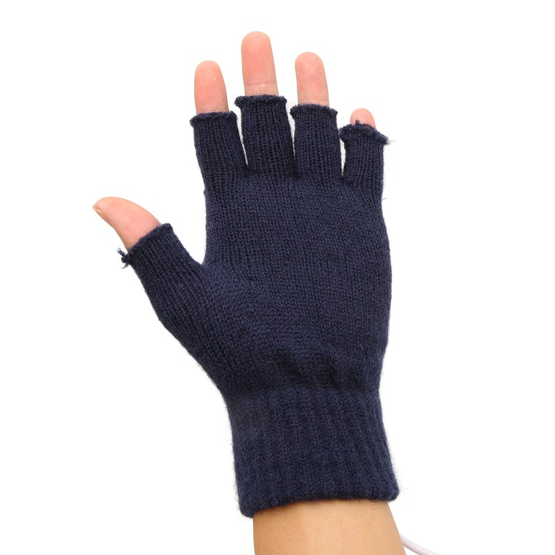 USB Warmer Heated Gloves Flip Half Fingerless Electronic Knitted Hand