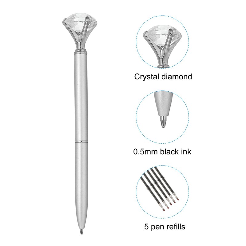 PATIKIL Black Ink Ballpoint Pen, 12 Pack Crystal Diamond Twist