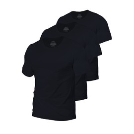 Comfneat Men's 3-Pack Stretch Undershirts Long Back Hem T-Shirts Crew Neck (Black 3-Pack, S)