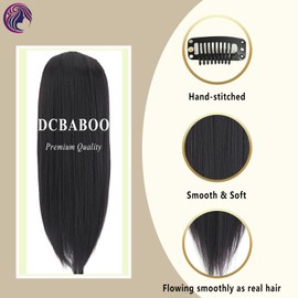 Dcbaboo Hair Extensions Clip in 8PCS 24 inches Long Straight Clip in Hair Extension Synthetic Fiber Fake Hair Pieces for Women Clip in Extensions Full Head Natural Hairpiece, Dark Brown