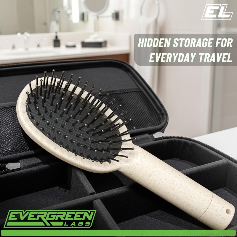 Evergreen Labs Hair Brush with Secret Compartment - Small Money