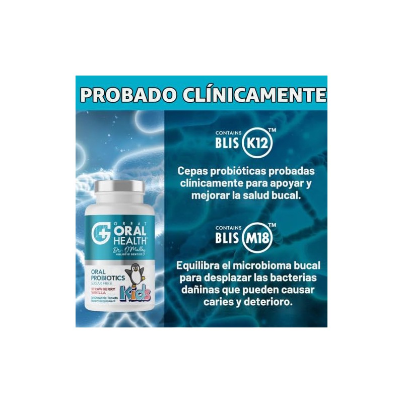 Great Oral Health Probióticos orales para niños masticables ~ Botella