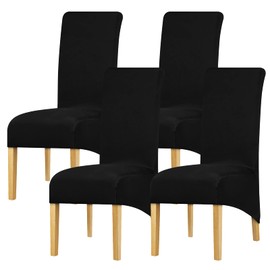 Large Size Dining Chair Covers Set of 4，Dining Chair Slipcovers Large High Back Dining Chair Covers Removable Dining Room Chair Seat Covers Chair Protector Cover for Hotel Kitchen Banquet Home（Black）