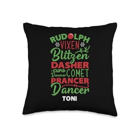 Reindeer Toni Holiday Christmas Name Throw Pillow
