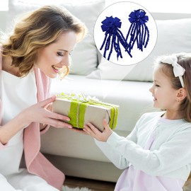 2 Pcs Hair Bow Spiral Streamers,Blue Bow Elastic Hair Bands Kids Hair Ties Ponytail Holders Hairbands Hair Accessories Hair Ribbons Bobbles for Girls Toddler,Suitable for All Hairstyle,Birthday Gifts