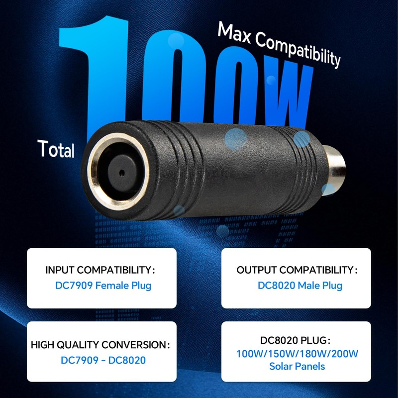 Boobrie 2-Pack Black DC7909 Female to DC8020 Male Adapter Connector