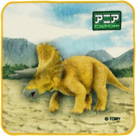 Hayashi PK428300 Towel Handkerchief, Multicolor, Approx. 9.8 x 9.8 inches (25 x 25 cm), Ania Triceratops