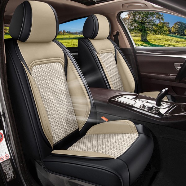 IKABEVEM Cool Ice Silk Leather Front Seat Covers for Vw