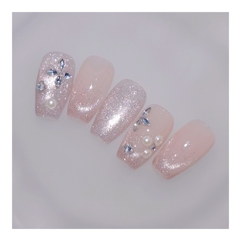 Pearl Drop Handmade Nail Tips - Almond Long / 펄드롭