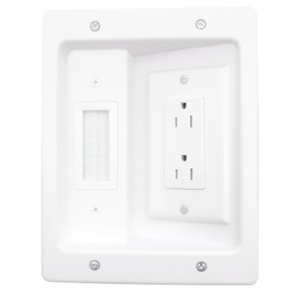 HXH In-Wall Cable Concealer Kit with Recessed Outlet Box, White
