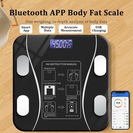 YONGYUN Ultra-Precision Digital Accurate Bathroom Smart Scale LED Display,Home USB Charging Health Scalewith Wireless Smartphone APP (Noble Black)