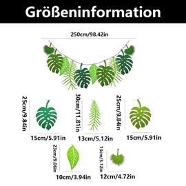 Pack of 2 Jungle Decoration Birthday, Safari Decoration Birthday, Palm Leaves Decoration, for Birthday Party, Hawaiian Party, Jungle Theme Party (Green)