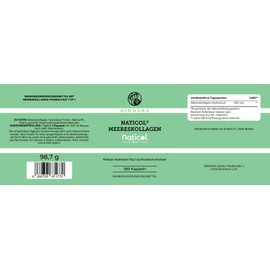 NatiCol® Meereskollagen Kapseln von QIDOSHA®, 180 Stk im Apothekerglas, Marine Kollagen, Meereskollagen Hydrolysat Typ1, reines Kollagen Protein, deutsche Fertigung, jede Charge laborgeprüft