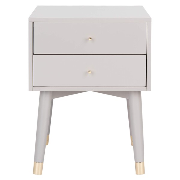 Safavieh Home Lyla Mid-Century Retro Grey and Gold 2-drawer Nightstand