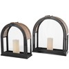 Deco 79 Metal Arched Candle Lantern with Cane Inspired Gold