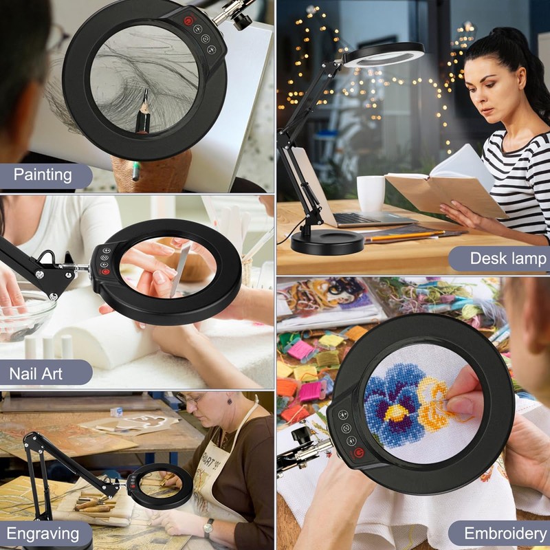 10X Magnifying Glass with Light, Krstlv Upgrade Button 5 Color