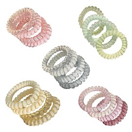 20 Pcs Donas para el Cabello Mujer.Espiral Pelo Lazos.Phone Cord Hair Ties.Accesorios para el Cabello para Niña y Mujer.Material de pvc, textura de cristal, 20 colores, colores brillantes.