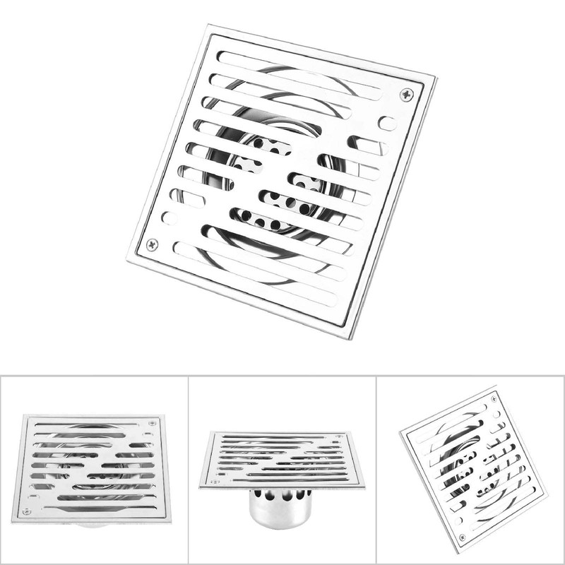 Less Steel, Square, Odour-Resistant, Bathroom Floor Drain, Waste Gate, Shower